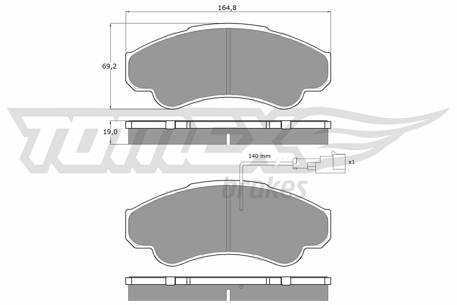 Sada brzdových destiček, kotoučová brzda TOMEX Brakes